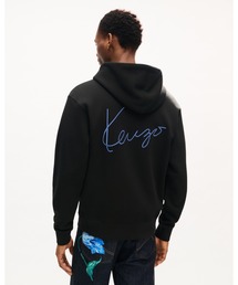'KENZO Signature' エンブロイダリー ジップアップ フーディー イン コットン