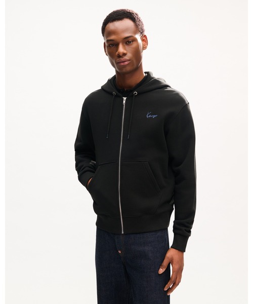 KENZO(ケンゾー)の「'KENZO Signature' エンブロイダリー ジップアップ フーディー イン コットン(パーカー・メンズ・ブラック系その他5・SMALL/MEDIUM)」の2枚目の写真