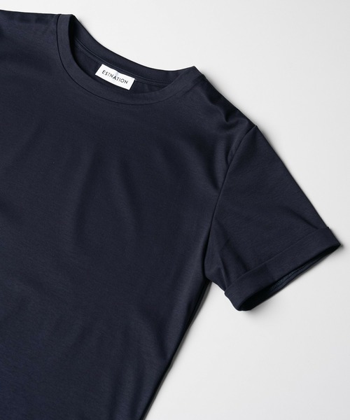 ESTNATION（エストネーション）の「ESTNATION / アルビニ コットンスムース ロールアップ Tシャツ（Tシャツ/カットソー・レディース・ネイビー/ホワイト/ブラック/ブラウン/ベージュ/カーキ・FREE）」の6枚目の写真