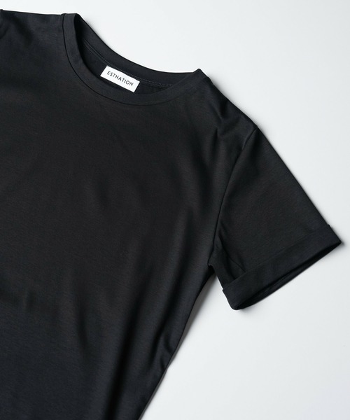 ESTNATION（エストネーション）の「ESTNATION / アルビニ コットンスムース ロールアップ Tシャツ（Tシャツ/カットソー・レディース・ネイビー/ホワイト/ブラック/ブラウン/ベージュ/カーキ・FREE）」の2枚目の写真