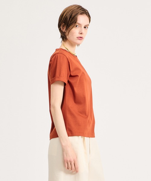 ESTNATION（エストネーション）の「ESTNATION / アルビニ コットンスムース ロールアップ Tシャツ（Tシャツ/カットソー・レディース・ネイビー/ホワイト/ブラック/ブラウン/ベージュ/カーキ・FREE）」の18枚目の写真