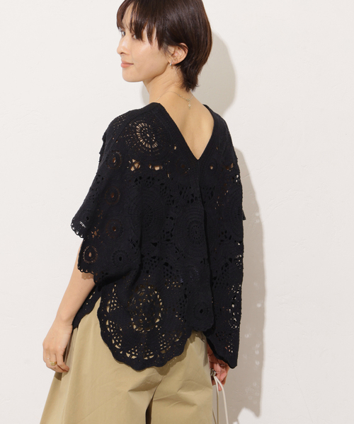 Torrazzo Donna(トラッゾドンナ)の「《WEB限定追加》【TORRAZZO DONNA/トラッゾドンナ】クロシェポンチョ(ニット/セーター・レディース・ブラック/ホワイト・FREE)」の19枚目の写真