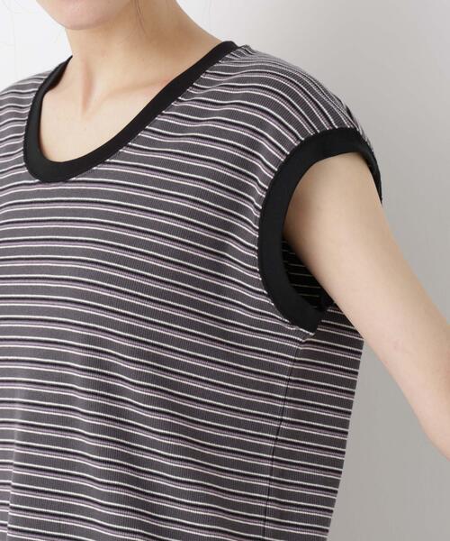 NANO universe(ナノユニバース)の「ボーダーテレコワイドノースリーブトップス(Tシャツ/カットソー・レディース・オフホワイト/グレー・FREE)」の13枚目の写真