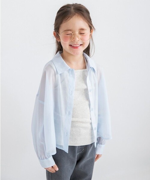 BRANSHES(ブランシェス)の「シアー長袖シャツ(シャツ/ブラウス・キッズ・サックスブルー/アイボリー・100/110/140/130/120/150)」の2枚目の写真