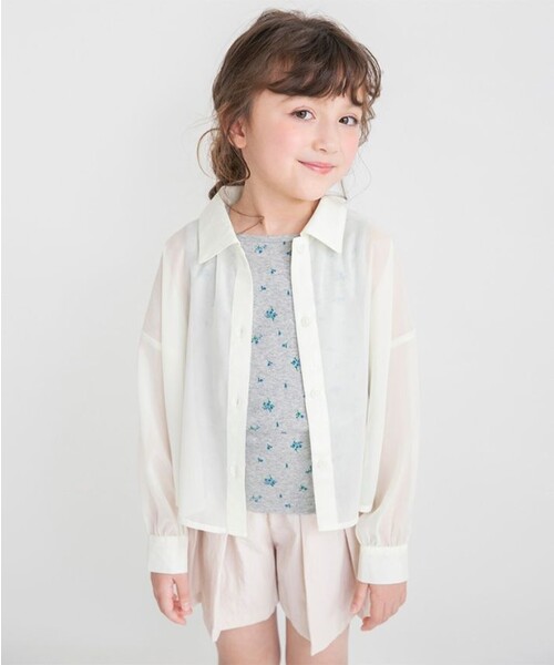 BRANSHES(ブランシェス)の「シアー長袖シャツ(シャツ/ブラウス・キッズ・サックスブルー/アイボリー・100/110/140/130/120/150)」の1枚目の写真