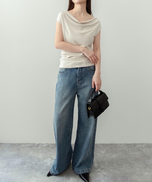 on:nue（オンニュ）の「【on:nue】[着用動画あり！] ドレープネックリボントップス /2026 SS COLLECTION（Tシャツ/カットソー・レディース・イエロー系その他/アイボリー/ブラック・FREE）」の10枚目の写真
