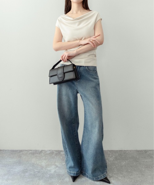 on:nue（オンニュ）の「【on:nue】[着用動画あり！] ドレープネックリボントップス /2026 SS COLLECTION（Tシャツ/カットソー・レディース・イエロー系その他/アイボリー/ブラック・FREE）」の11枚目の写真