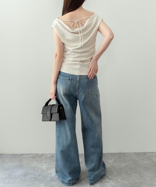 on:nue（オンニュ）の「【on:nue】[着用動画あり！] ドレープネックリボントップス /2026 SS COLLECTION（Tシャツ/カットソー・レディース・イエロー系その他/アイボリー/ブラック・FREE）」の15枚目の写真