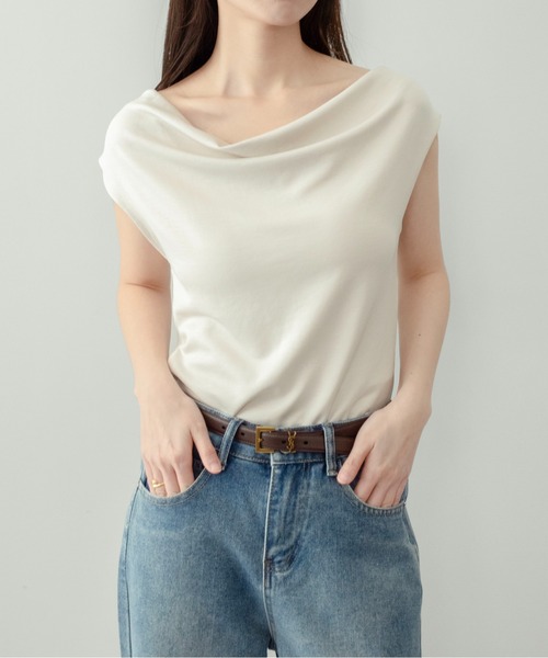 on:nue（オンニュ）の「【on:nue】[着用動画あり！] ドレープネックリボントップス /2026 SS COLLECTION（Tシャツ/カットソー・レディース・イエロー系その他/アイボリー/ブラック・FREE）」の17枚目の写真