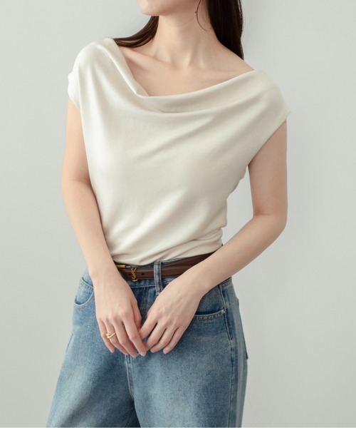 on:nue（オンニュ）の「【on:nue】[着用動画あり！] ドレープネックリボントップス /2026 SS COLLECTION（Tシャツ/カットソー・レディース・イエロー系その他/アイボリー/ブラック・FREE）」の18枚目の写真