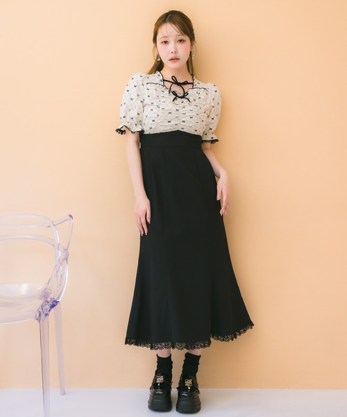 couture BY ROJITA（クチュールバイロジータ）の「リボンプリントドッキングワンピース（ワンピース・レディース・その他/アイボリー/ピンク・FREE）」の6枚目の写真