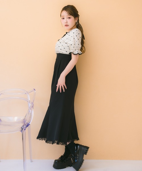 couture BY ROJITA（クチュールバイロジータ）の「リボンプリントドッキングワンピース（ワンピース・レディース・その他/アイボリー/ピンク・FREE）」の7枚目の写真