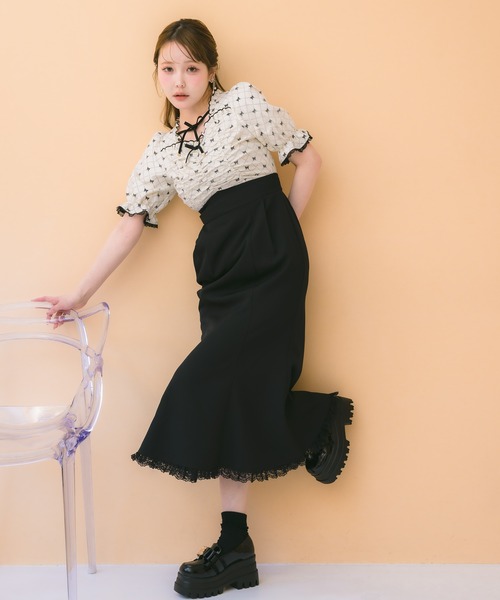 couture BY ROJITA（クチュールバイロジータ）の「リボンプリントドッキングワンピース（ワンピース・レディース・その他/アイボリー/ピンク・FREE）」の8枚目の写真