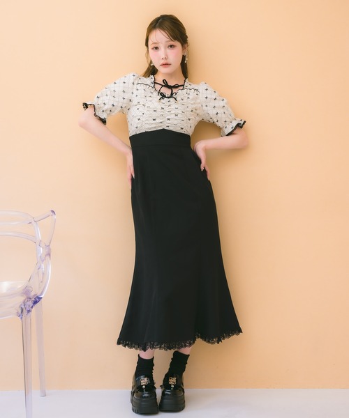 couture BY ROJITA（クチュールバイロジータ）の「リボンプリントドッキングワンピース（ワンピース・レディース・その他/アイボリー/ピンク・FREE）」の9枚目の写真