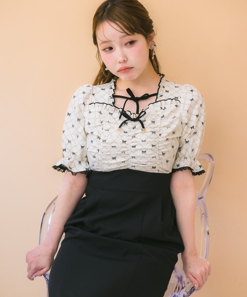 couture BY ROJITA（クチュールバイロジータ）の「リボンプリントドッキングワンピース（ワンピース・レディース・その他/アイボリー/ピンク・FREE）」の13枚目の写真