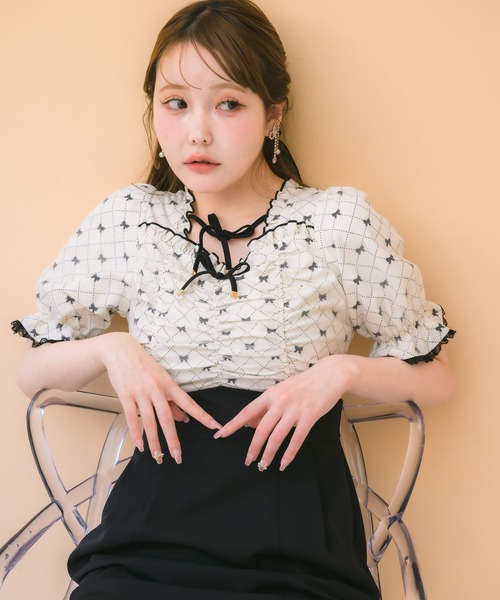 couture BY ROJITA（クチュールバイロジータ）の「リボンプリントドッキングワンピース（ワンピース・レディース・その他/アイボリー/ピンク・FREE）」の14枚目の写真