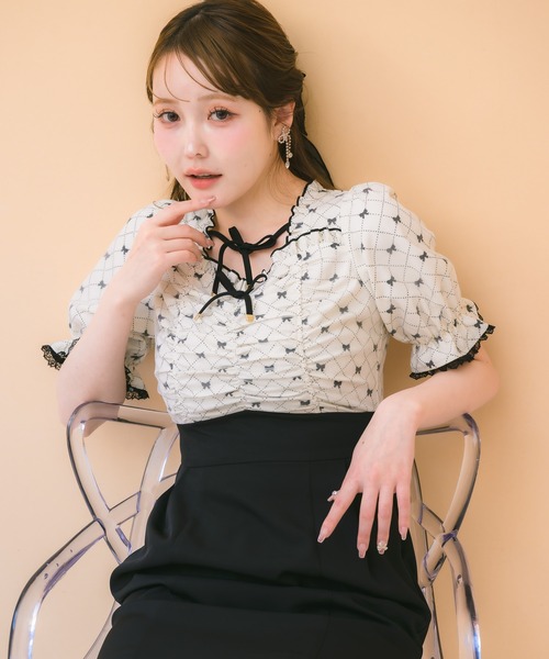 couture BY ROJITA（クチュールバイロジータ）の「リボンプリントドッキングワンピース（ワンピース・レディース・その他/アイボリー/ピンク・FREE）」の15枚目の写真