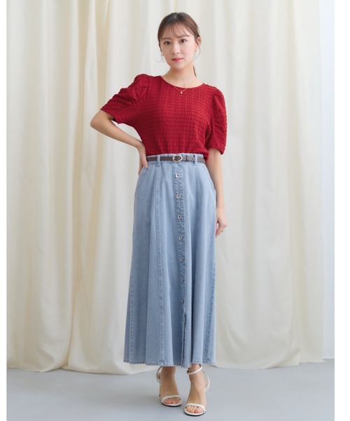 COHINA(コヒナ)の「パフスリーブカットソー 【低身長・小柄女性】(Tシャツ/カットソー・レディース・レッド/ネイビー/ブルー/ホワイト・ONE SIZE)」の11枚目の写真