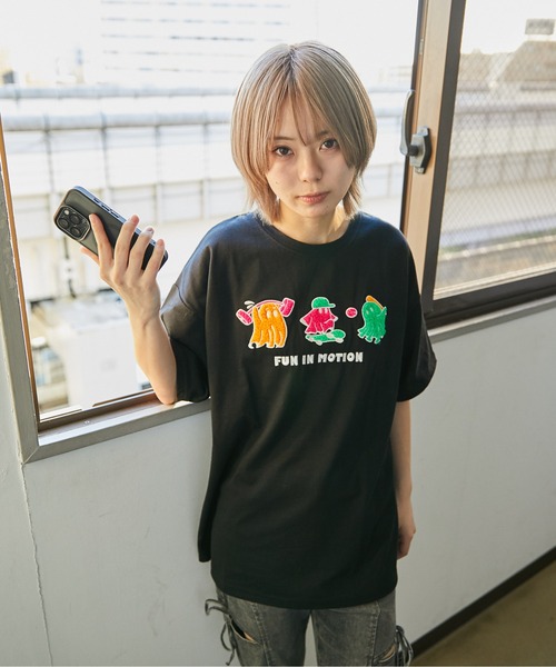 セール】《おばけ×サガラ刺繍》BIGTシャツ／ストリート／春夏／全2色