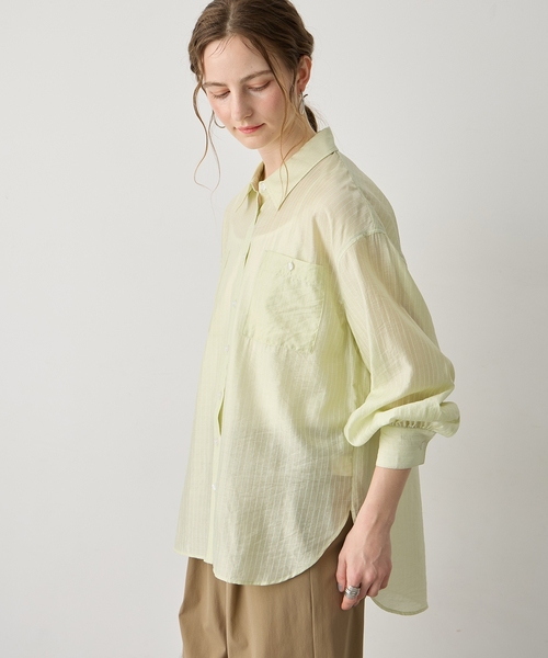 LE SOUK HOLIDAY(ルスークホリデー)の「シアーストライプシャツ(シャツ/ブラウス・レディース・サックスブルー/ベージュ/イエロー・M/L)」の4枚目の写真