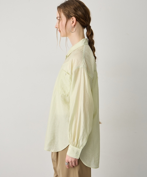 LE SOUK HOLIDAY(ルスークホリデー)の「シアーストライプシャツ(シャツ/ブラウス・レディース・サックスブルー/ベージュ/イエロー・M/L)」の6枚目の写真