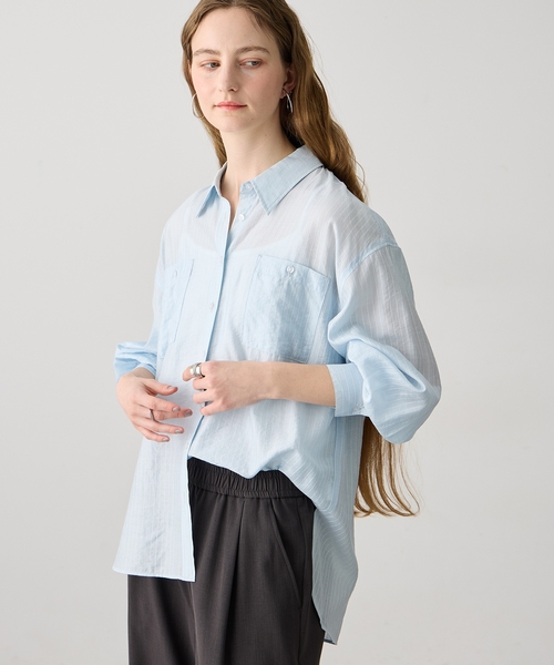 LE SOUK HOLIDAY(ルスークホリデー)の「シアーストライプシャツ(シャツ/ブラウス・レディース・サックスブルー/ベージュ/イエロー・M/L)」の12枚目の写真