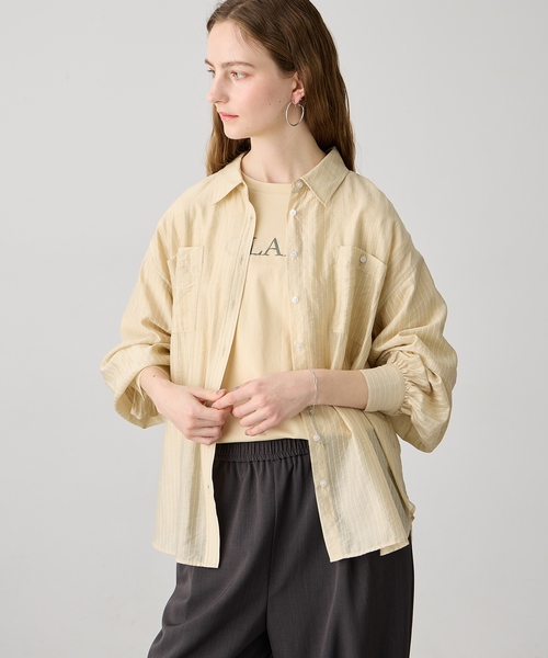 LE SOUK HOLIDAY(ルスークホリデー)の「シアーストライプシャツ(シャツ/ブラウス・レディース・サックスブルー/ベージュ/イエロー・M/L)」の14枚目の写真
