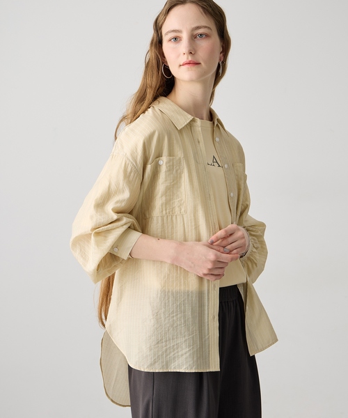 LE SOUK HOLIDAY(ルスークホリデー)の「シアーストライプシャツ(シャツ/ブラウス・レディース・サックスブルー/ベージュ/イエロー・M/L)」の16枚目の写真