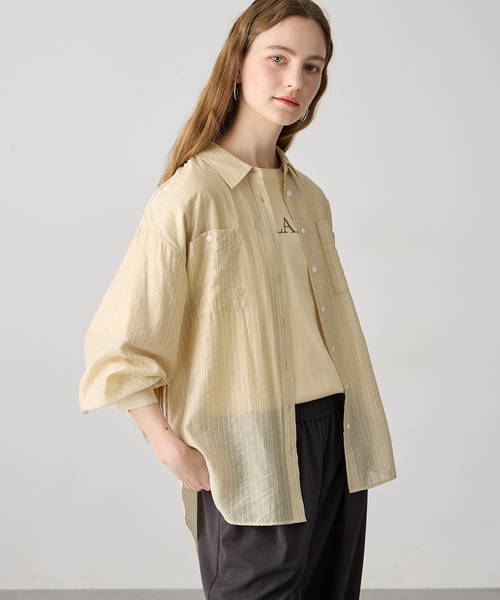 LE SOUK HOLIDAY(ルスークホリデー)の「シアーストライプシャツ(シャツ/ブラウス・レディース・サックスブルー/ベージュ/イエロー・M/L)」の17枚目の写真
