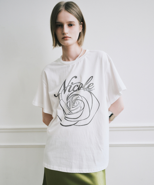 NICK&NICOLE(ニックアンドニコール)の「NICOLE ROSE SLEEVE TOP_CREAM CHARCOAL(Tシャツ/カットソー・レディース・その他・MEDIUM/LARGE)」の1枚目の写真