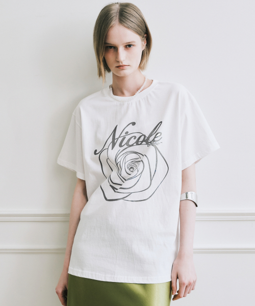 NICK&NICOLE(ニックアンドニコール)の「NICOLE ROSE SLEEVE TOP_CREAM CHARCOAL(Tシャツ/カットソー・レディース・その他・MEDIUM/LARGE)」の2枚目の写真