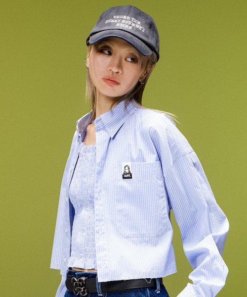 X-girl（エックスガール）の「FADED FACE LABEL 6PANEL CAP（キャップ・レディース・ブラウン/オリーブ/ブラック・ONE SIZE）」の5枚目の写真