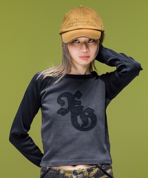 X-girl（エックスガール）の「FADED FACE LABEL 6PANEL CAP（キャップ・レディース・ブラウン/オリーブ/ブラック・ONE SIZE）」の8枚目の写真