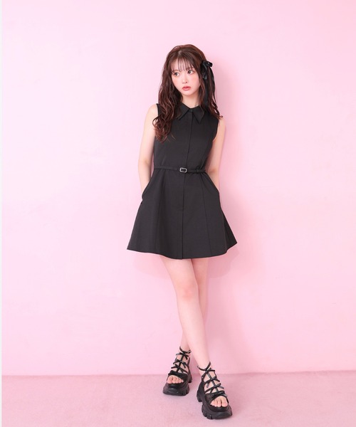 Back ribbon flare mini onepiece(eme10604)（ワンピース）｜M me eme