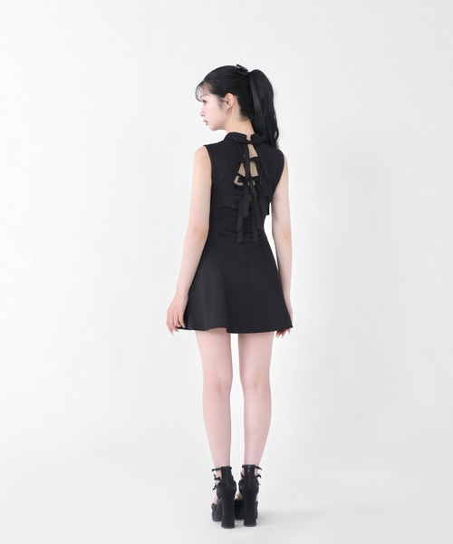 M me eme（エムミーエメ）の「Back ribbon flare mini onepiece(eme10604)（ワンピース・レディース・ブラック・FREE）」の6枚目の写真