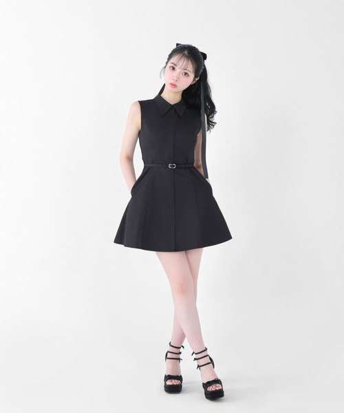 M me eme（エムミーエメ）の「Back ribbon flare mini onepiece(eme10604)（ワンピース・レディース・ブラック・FREE）」の7枚目の写真