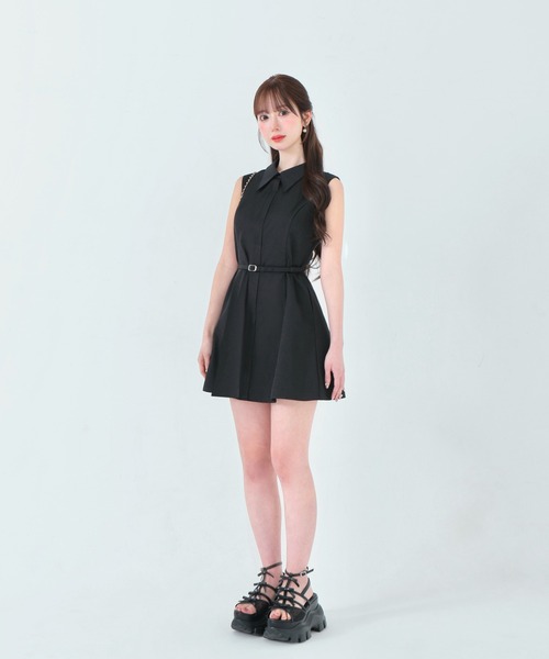 M me eme（エムミーエメ）の「Back ribbon flare mini onepiece(eme10604)（ワンピース・レディース・ブラック・FREE）」の9枚目の写真