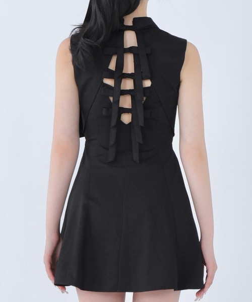 M me eme（エムミーエメ）の「Back ribbon flare mini onepiece(eme10604)（ワンピース・レディース・ブラック・FREE）」の12枚目の写真