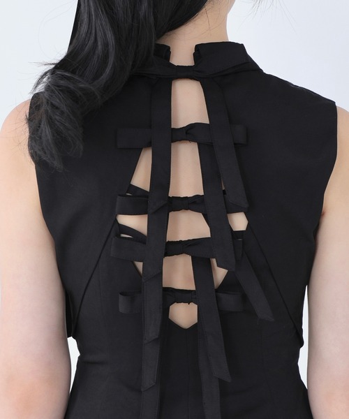 M me eme（エムミーエメ）の「Back ribbon flare mini onepiece(eme10604)（ワンピース・レディース・ブラック・FREE）」の16枚目の写真