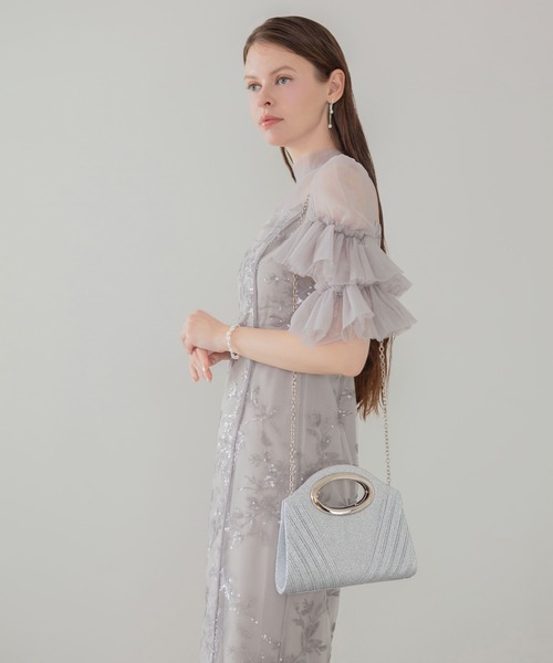 Leja(レジャ)の「【LEJA】シャイニーグリッターライン2WAYメタルハンドルバッグ結婚式 パーティー 成人式 二次会 同窓会 お呼ばれ オケージョン 20代 30代(ハンドバッグ・レディース・シルバー・FREE)」の4枚目の写真