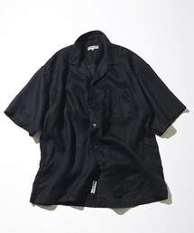 CAHLUMN/カウラム リネン オープンカラーシャツ黒_linenah CAHLUMN｜カウラム（メンズ）のシャツ/ブラウス（リネン・麻）通販