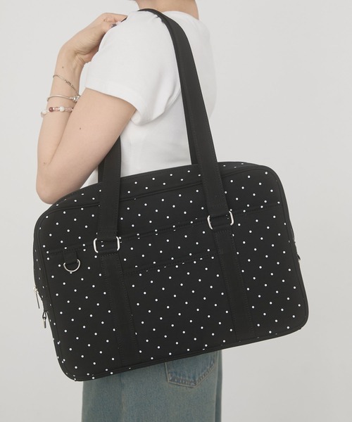 rumnel:(ルムネル)の「ドット柄スクールバッグ / Dot Pattern School Bag(トートバッグ・レディース・ブラック・FREE)」の1枚目の写真