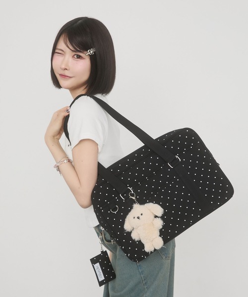 rumnel:(ルムネル)の「ドット柄スクールバッグ / Dot Pattern School Bag(トートバッグ・レディース・ブラック・FREE)」の3枚目の写真