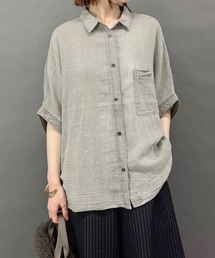 NICOLE white | シアーデニムオーバー半袖シャツ(シャツ/ブラウス)