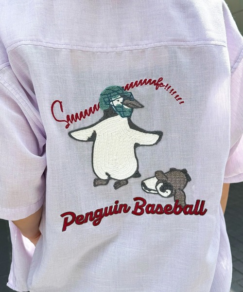 DOUBLE NAME(ダブルネーム)の「Penguin Baseball BACK刺繍半袖シャツ(シャツ/ブラウス・レディース・パープル/グレー/ブルー・FREE)」の11枚目の写真