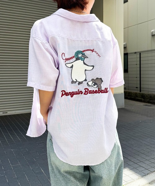 DOUBLE NAME(ダブルネーム)の「Penguin Baseball BACK刺繍半袖シャツ(シャツ/ブラウス・レディース・パープル/グレー/ブルー・FREE)」の12枚目の写真