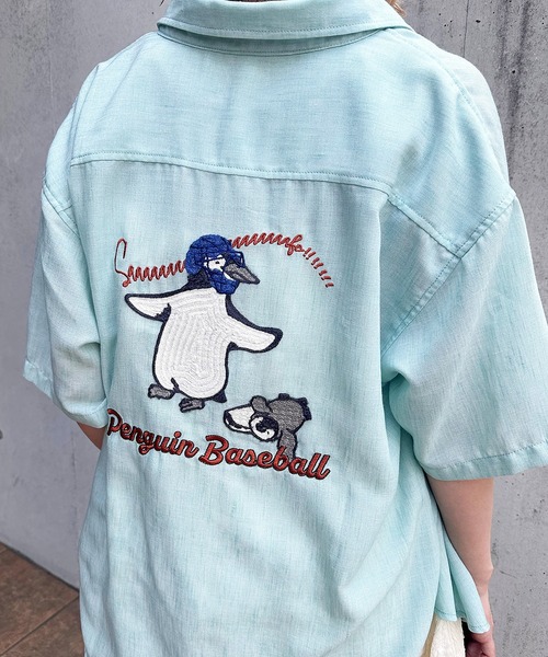 DOUBLE NAME(ダブルネーム)の「Penguin Baseball BACK刺繍半袖シャツ(シャツ/ブラウス・レディース・パープル/グレー/ブルー・FREE)」の14枚目の写真