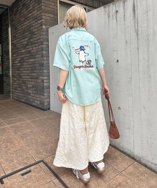 DOUBLE NAME(ダブルネーム)の「Penguin Baseball BACK刺繍半袖シャツ(シャツ/ブラウス・レディース・パープル/グレー/ブルー・FREE)」の16枚目の写真