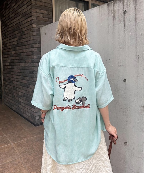 DOUBLE NAME(ダブルネーム)の「Penguin Baseball BACK刺繍半袖シャツ(シャツ/ブラウス・レディース・パープル/グレー/ブルー・FREE)」の21枚目の写真