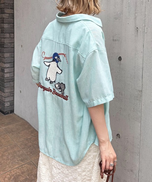 DOUBLE NAME(ダブルネーム)の「Penguin Baseball BACK刺繍半袖シャツ(シャツ/ブラウス・レディース・パープル/グレー/ブルー・FREE)」の22枚目の写真
